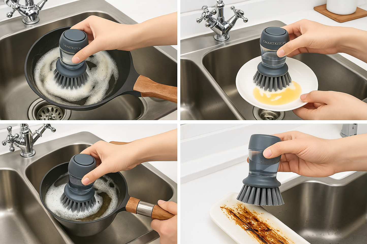 Le Nettoyeur – Brosse vaisselle savon intégré